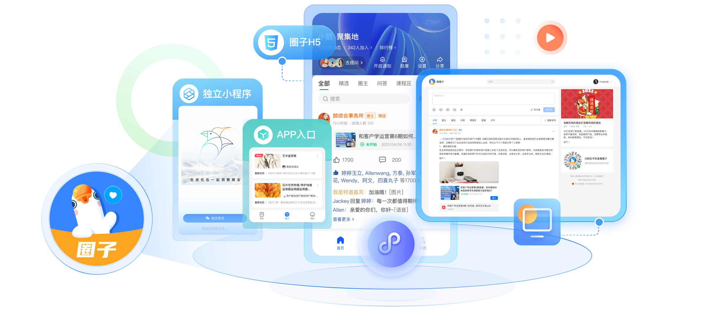 移动端和PC端均可访问鹅圈子