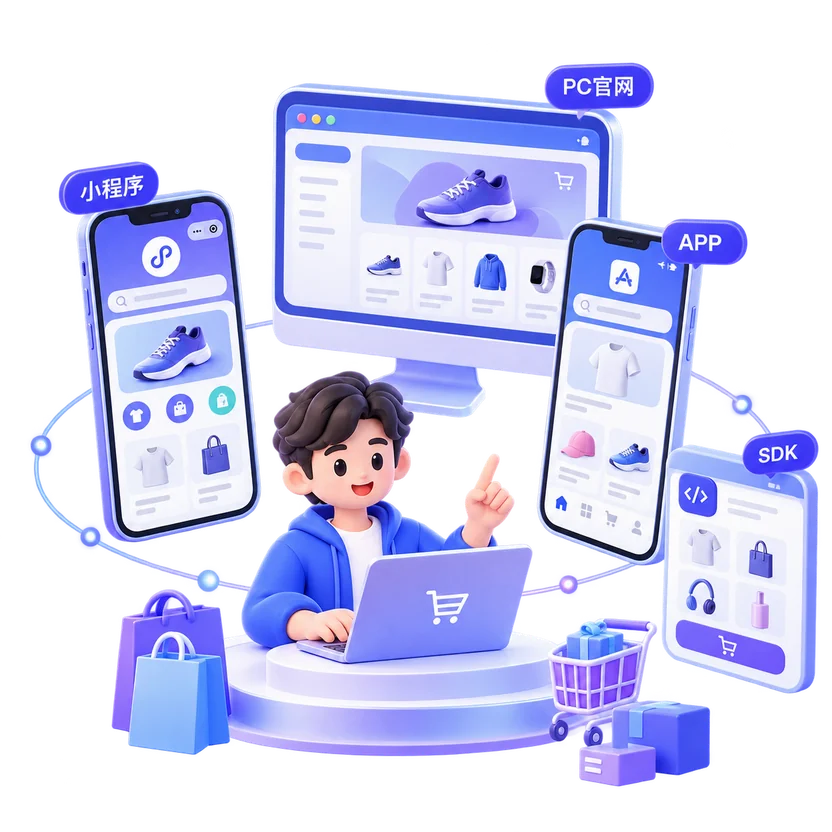 小程序、APP、PC 官网、SDK 多终端示意